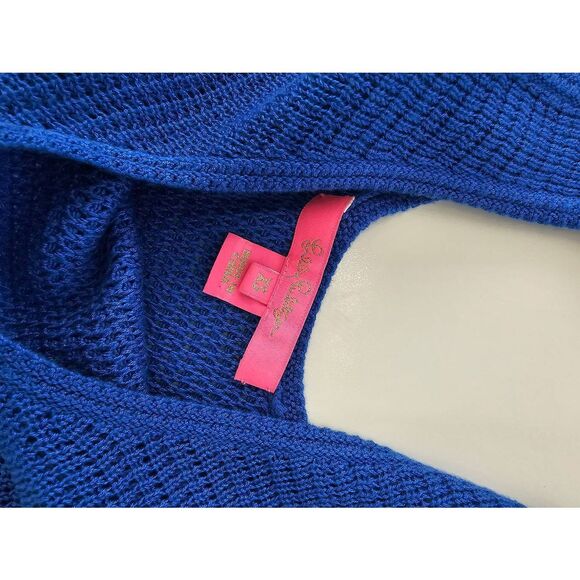 Lilly Pulitzer Womens Lapis Blue Luca Fringe Hem Crochet Tank Top Size XS - Picture 4 of 5